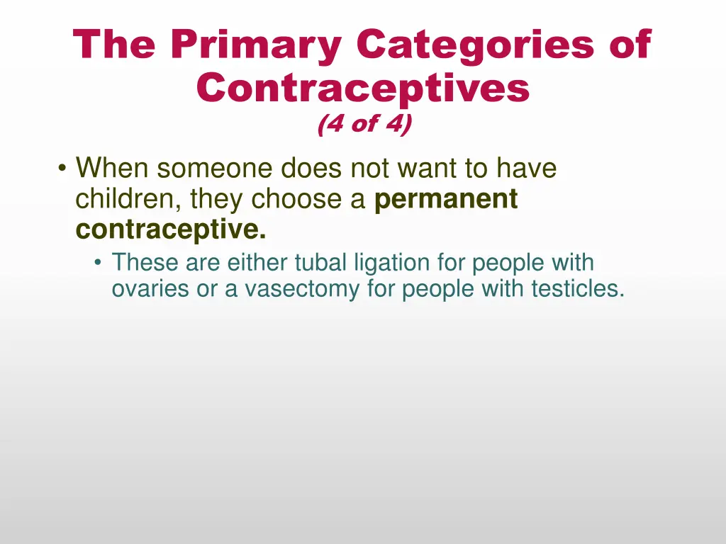 the primary categories of contraceptives 3
