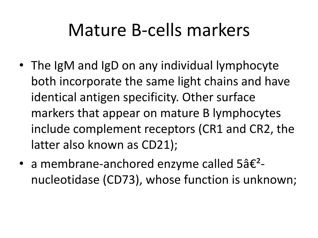 mature b cells markers