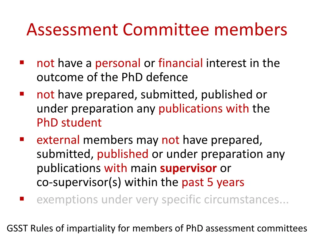 assessment committee members