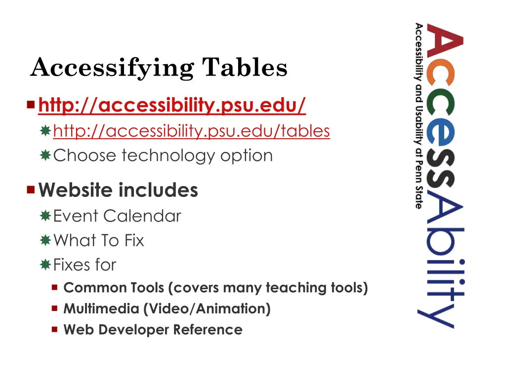 accessifying tables
