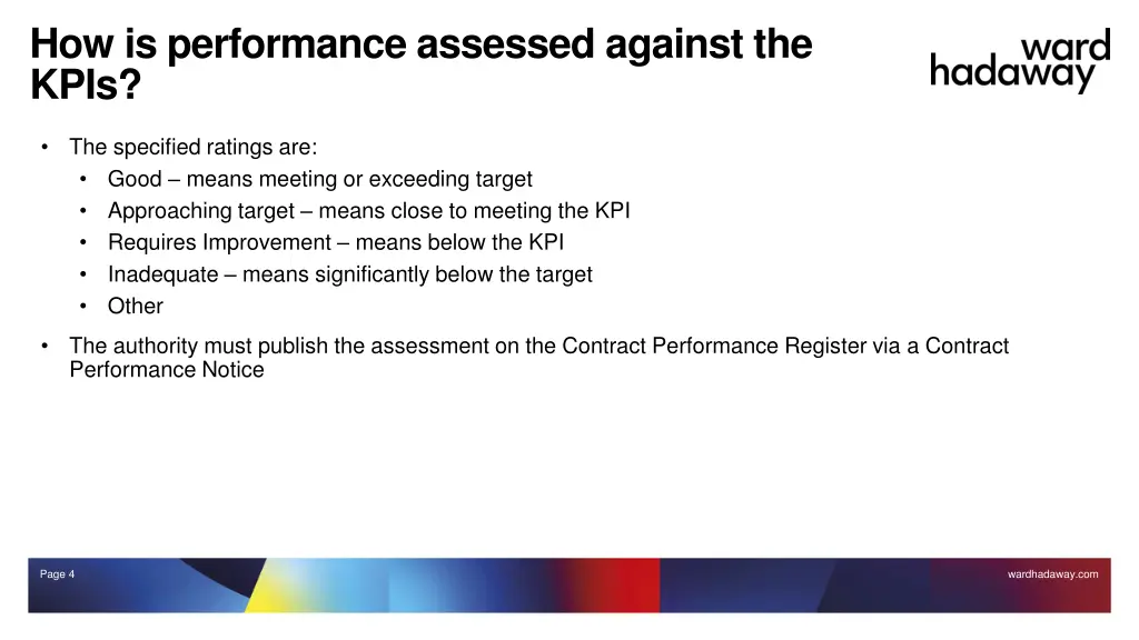 how is performance assessed against the kpis