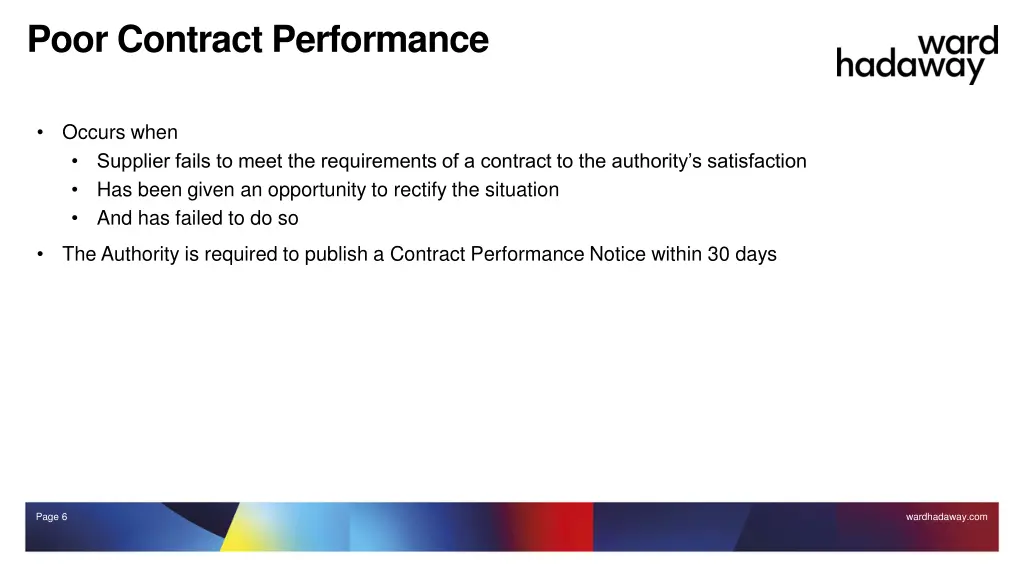 poor contract performance