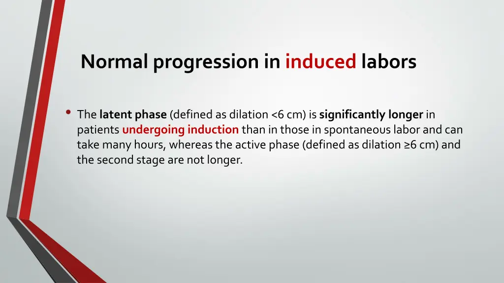 normal progression in induced labors