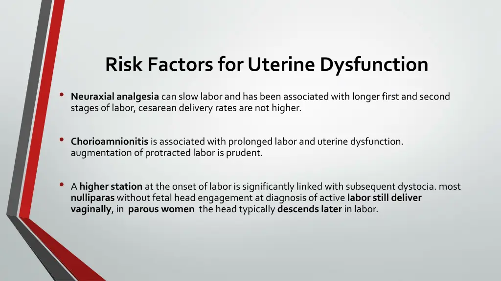 risk factors for uterine dysfunction