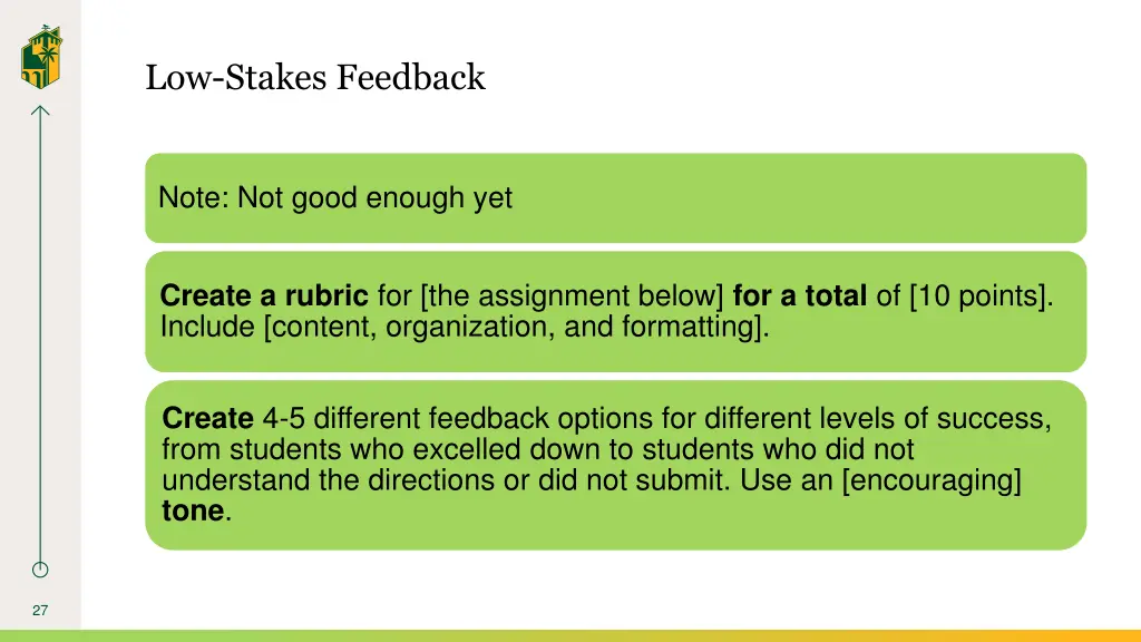 low stakes feedback