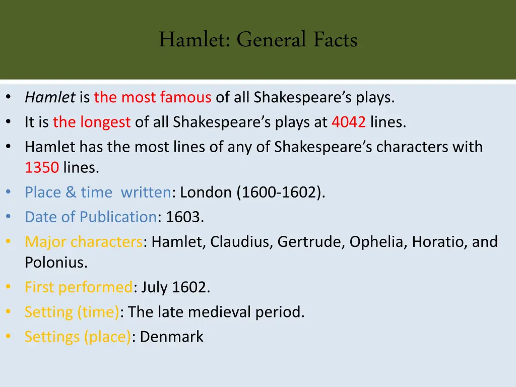 hamlet general facts