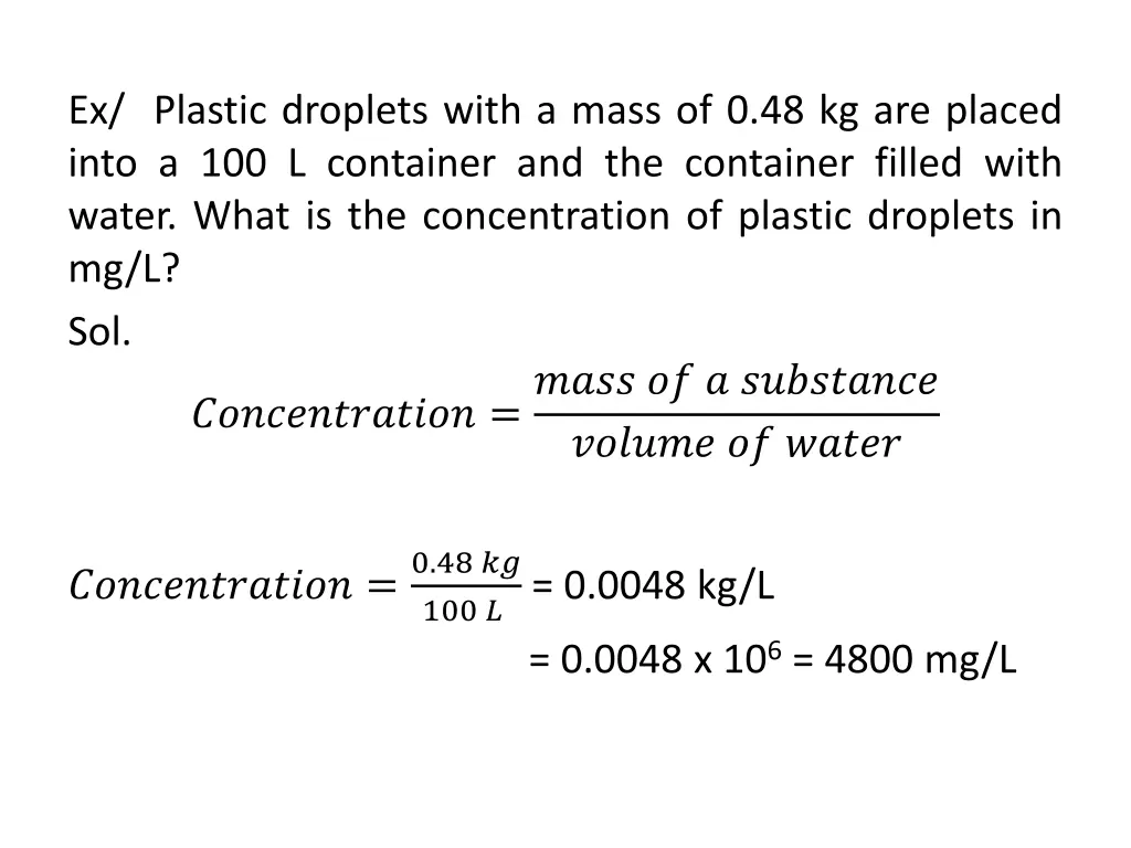ex plastic droplets with a mass