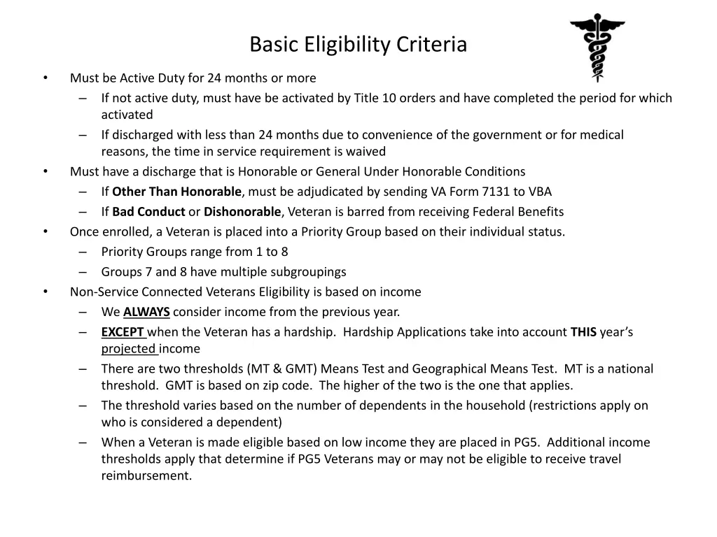 basic eligibility criteria