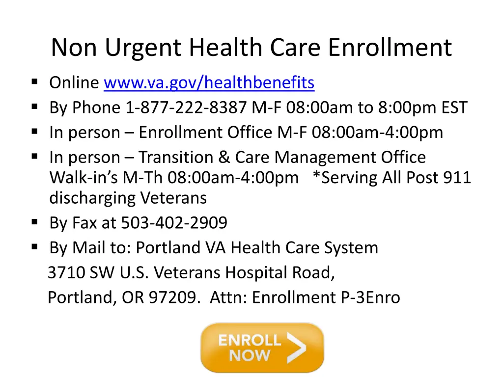 non urgent health care enrollment online