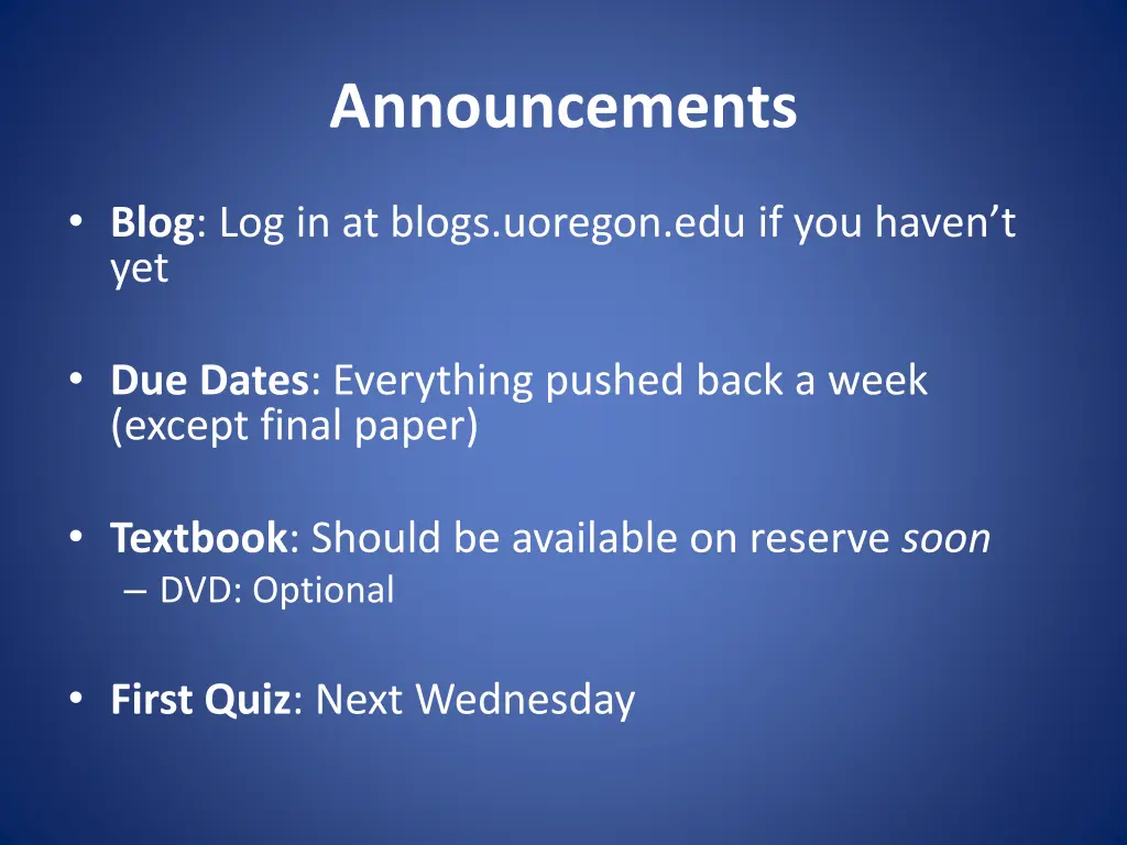 announcements