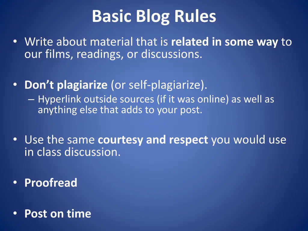 basic blog rules