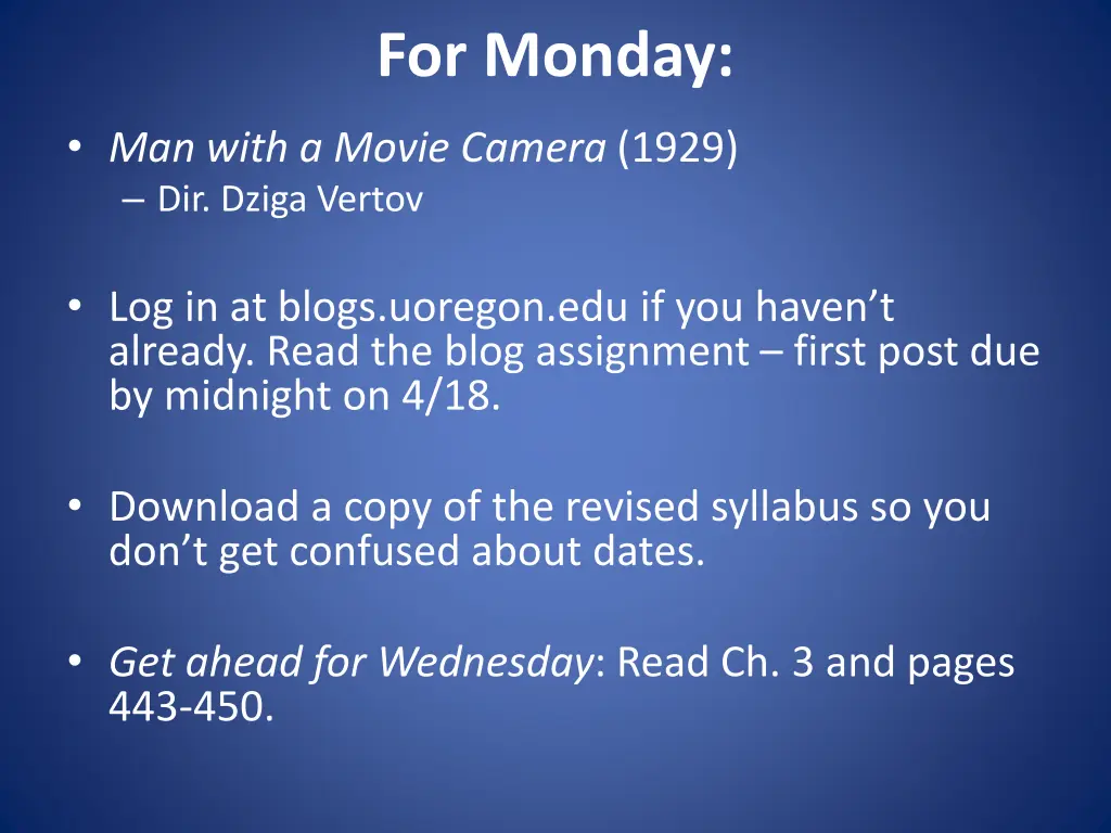 for monday