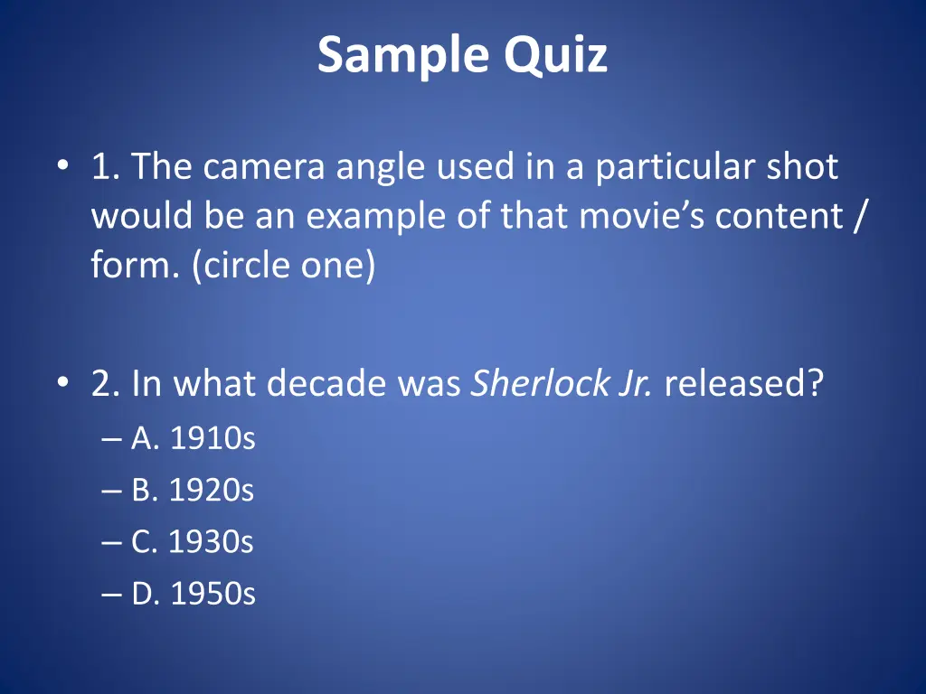 sample quiz