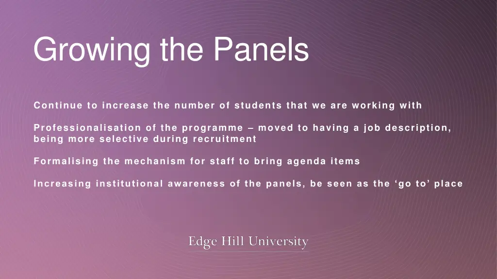 growing the panels
