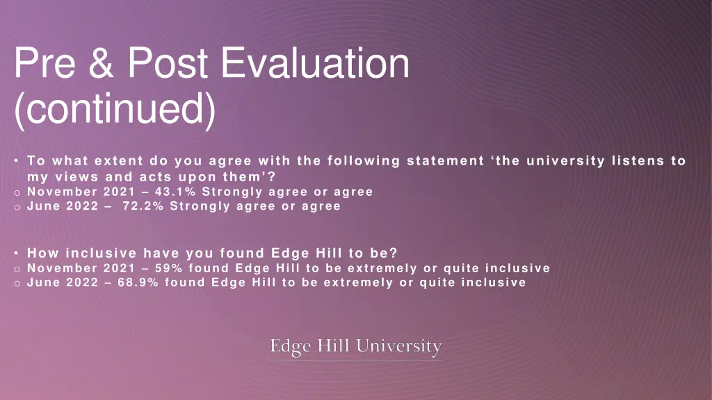 pre post evaluation continued