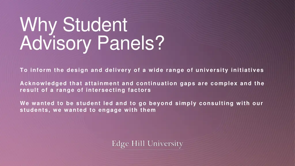 why student advisory panels