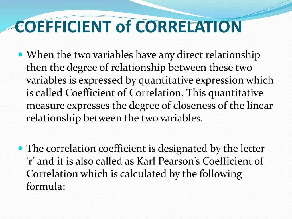 coefficient of correlation