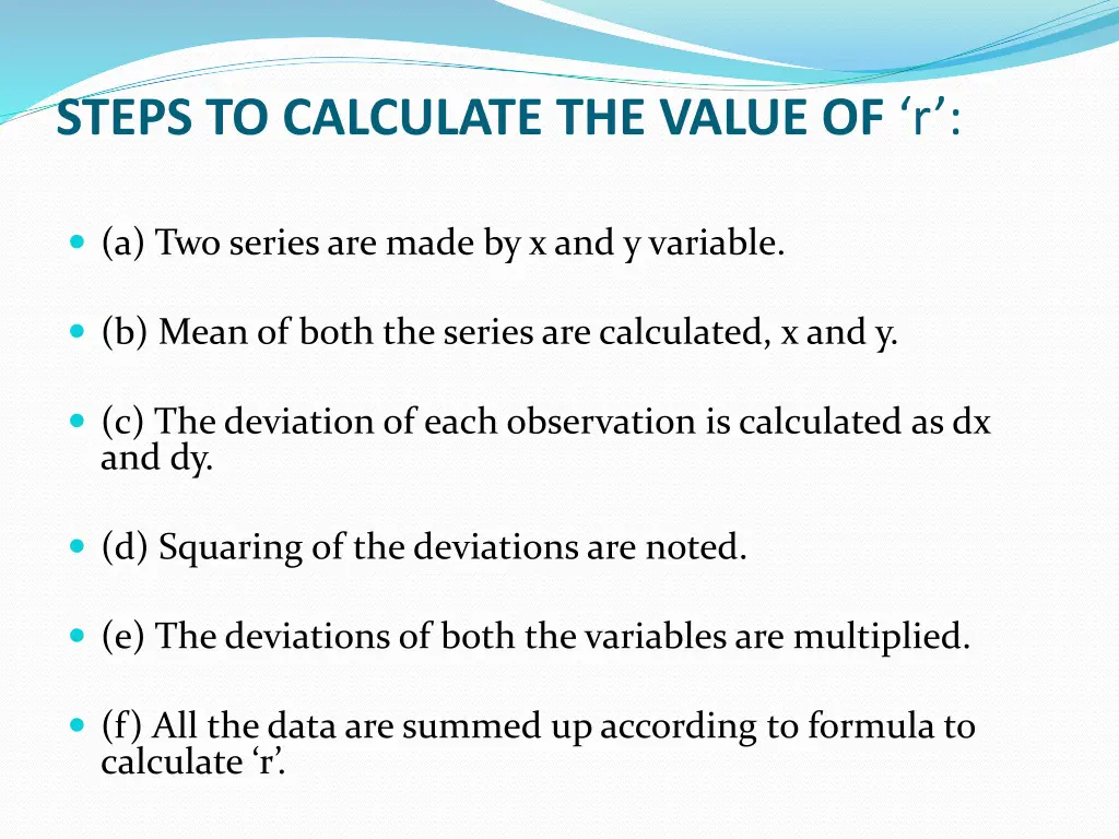 steps to calculate the value of r
