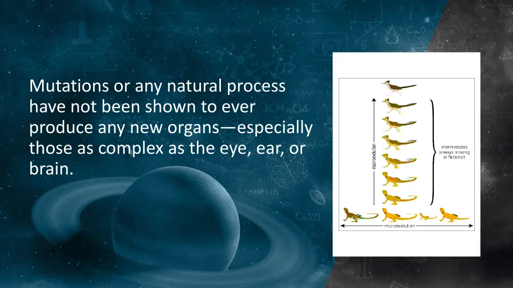 mutations or any natural process have not been