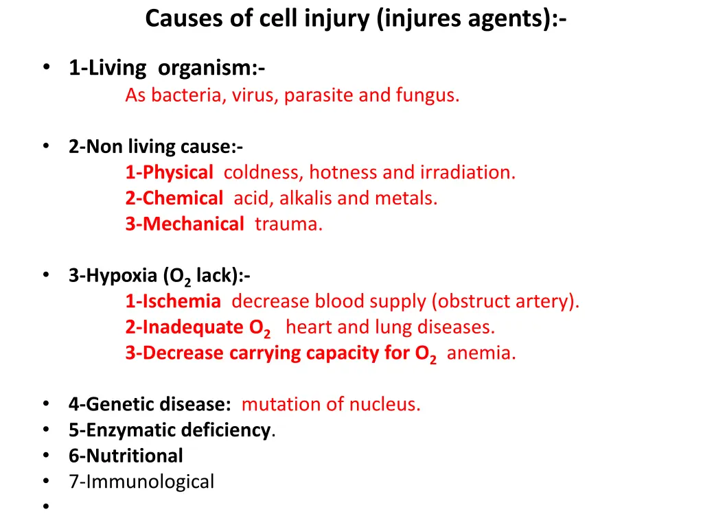 causes of cell injury injures agents