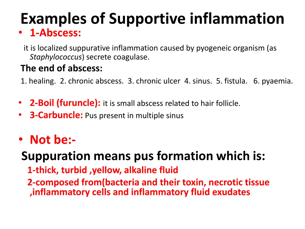 examples of supportive inflammation 1 abscess