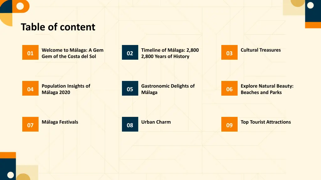 table of content