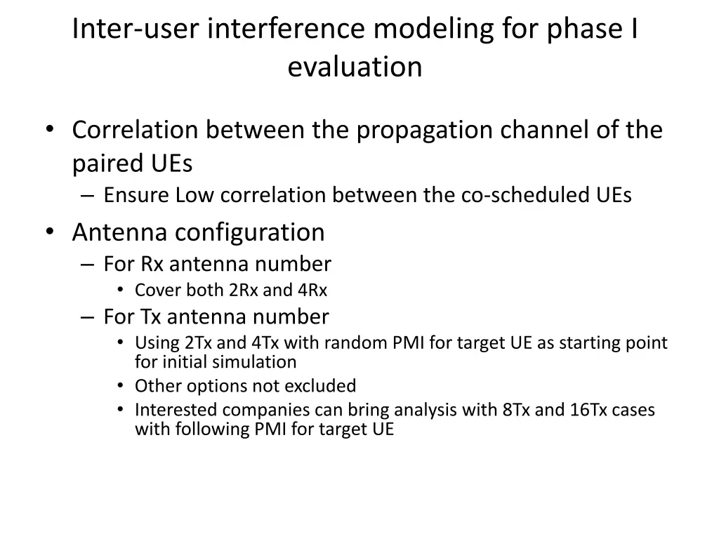 inter user interference modeling for phase 2