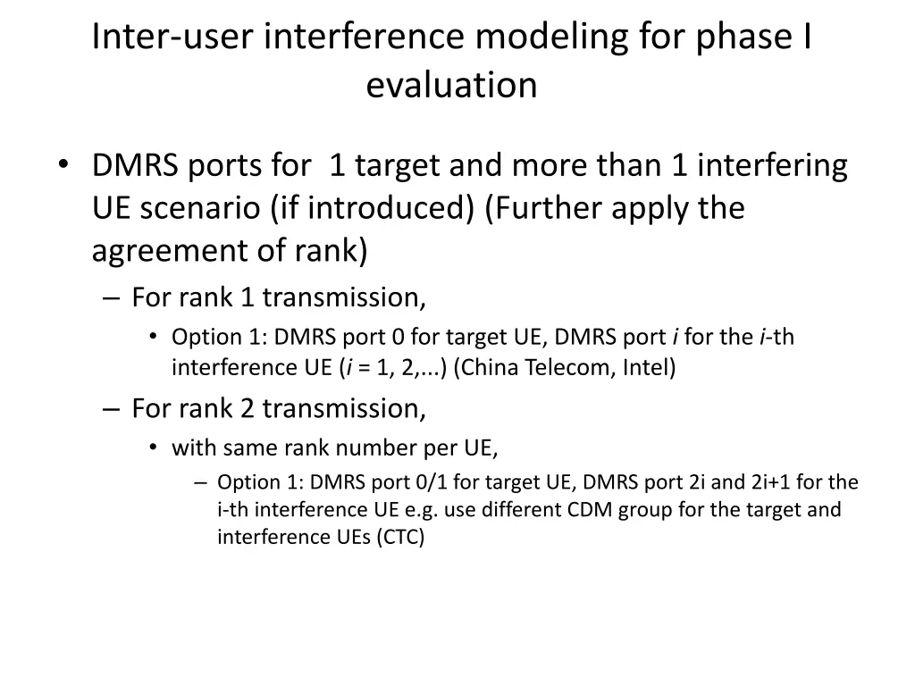 inter user interference modeling for phase 7