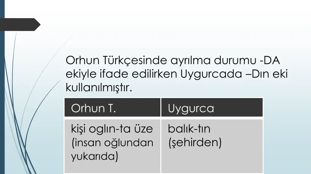orhun t rk esinde ayr lma durumu da ekiyle ifade