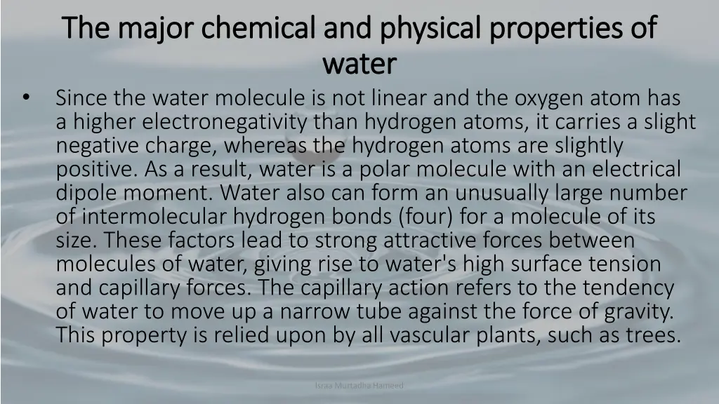 the major chemical and physical properties 1