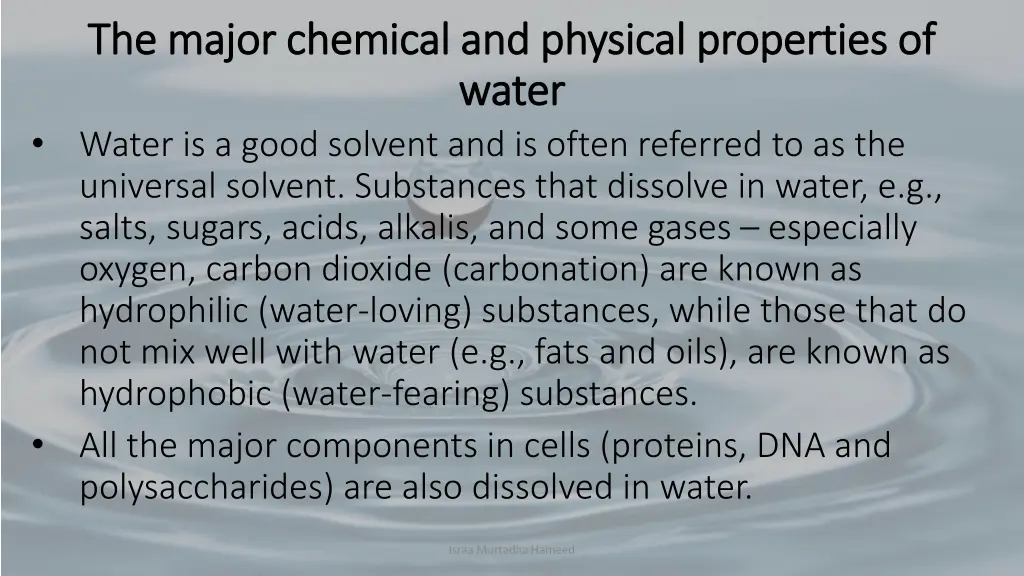 the major chemical and physical properties 2