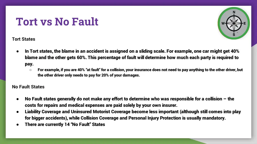 tort vs no fault