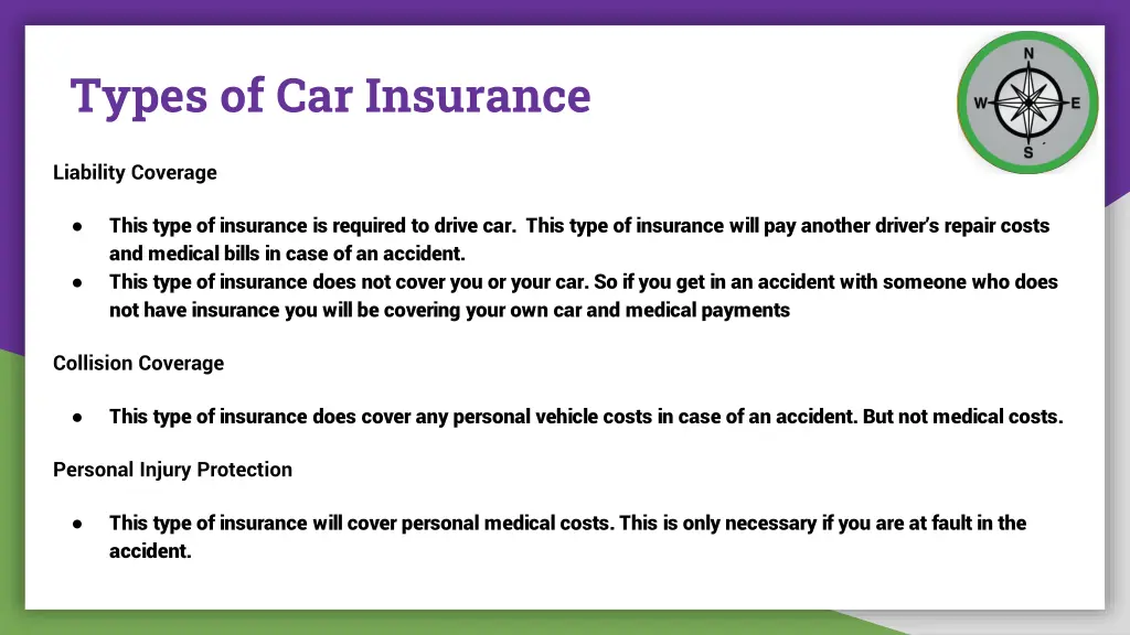 types of car insurance