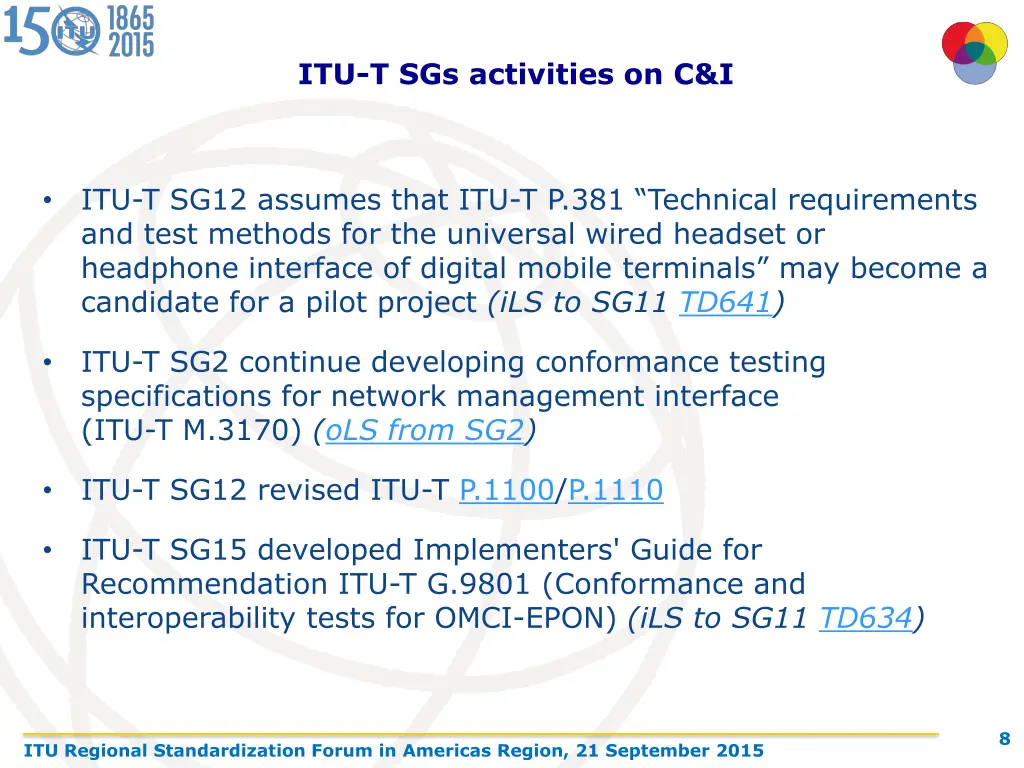 itu t sgs activities on c i