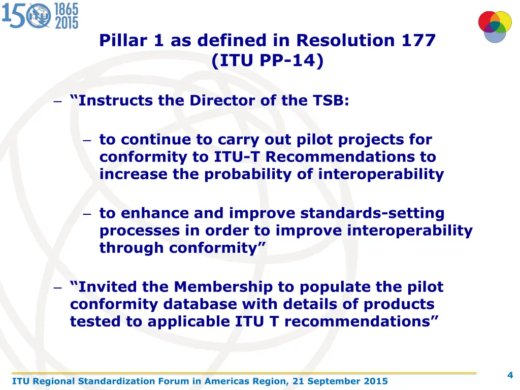 pillar 1 as defined in resolution 177 itu pp 14