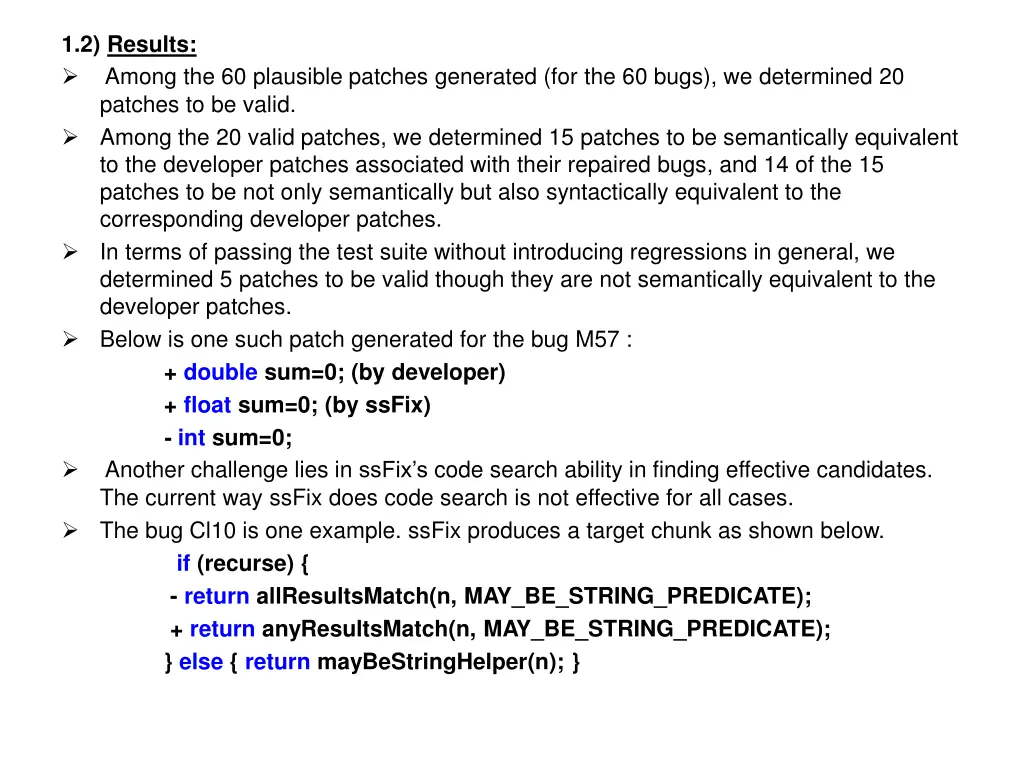1 2 results among the 60 plausible patches