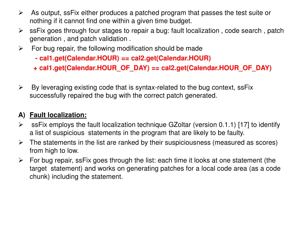 as output ssfix either produces a patched program
