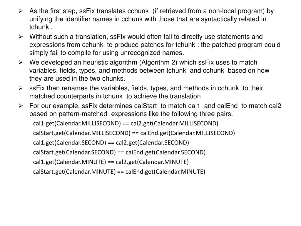 as the first step ssfix translates cchunk