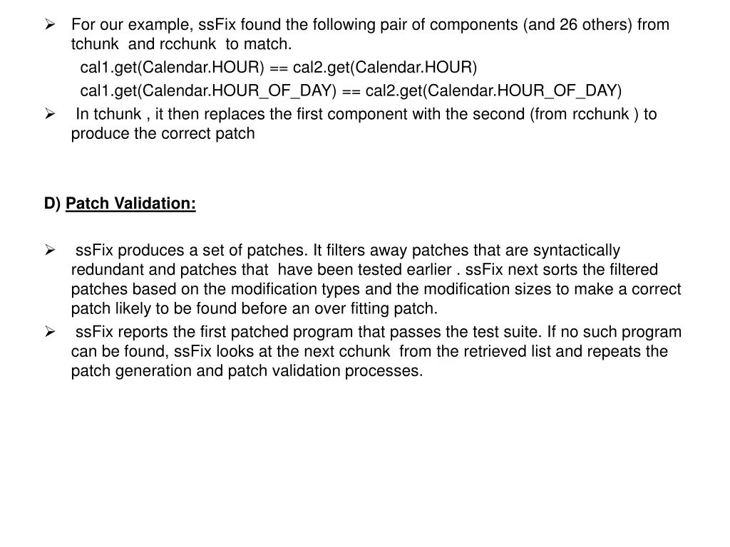 for our example ssfix found the following pair