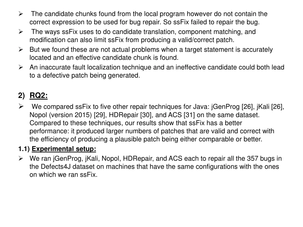 the candidate chunks found from the local program