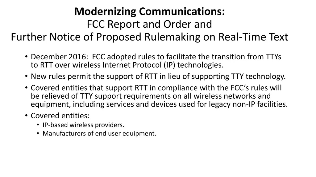 modernizing communications fcc report and order
