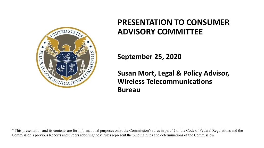 presentation to consumer advisory committee