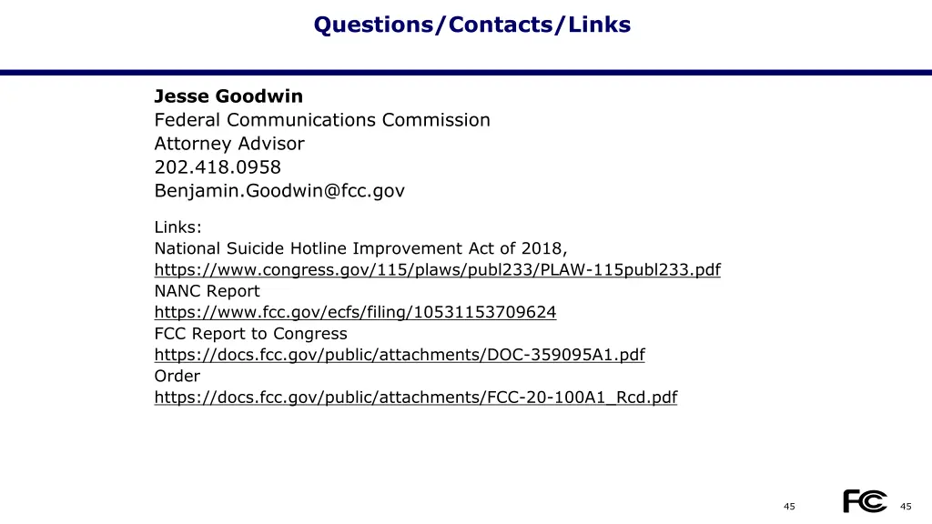 questions contacts links