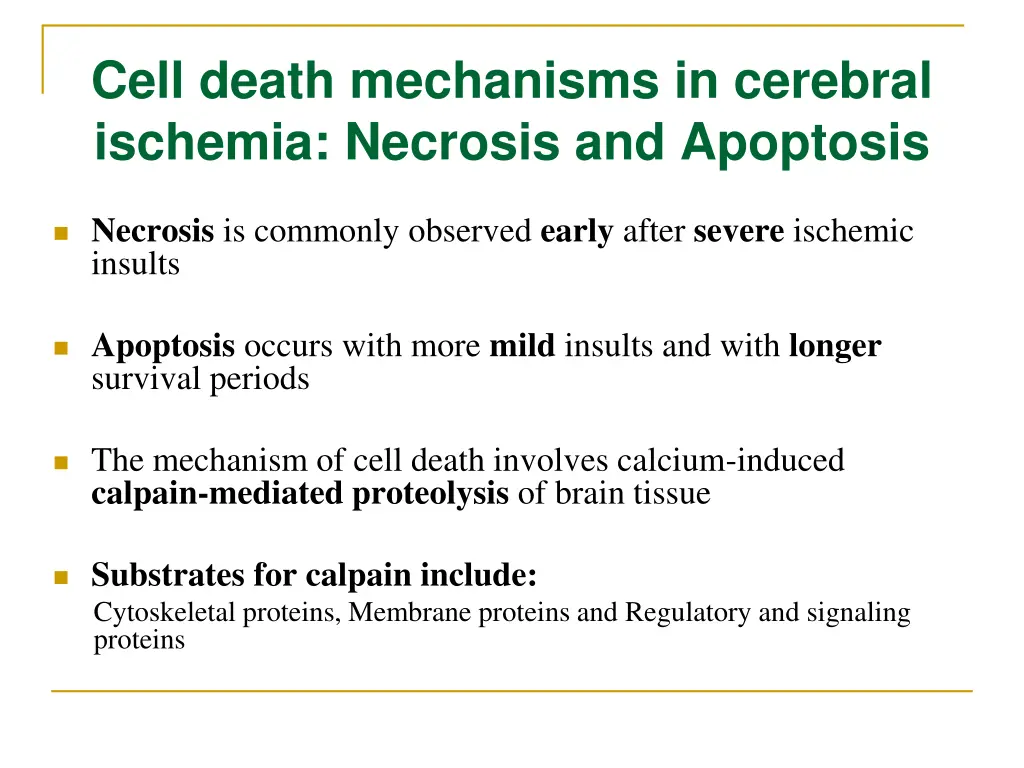 cell death mechanisms in cerebral ischemia