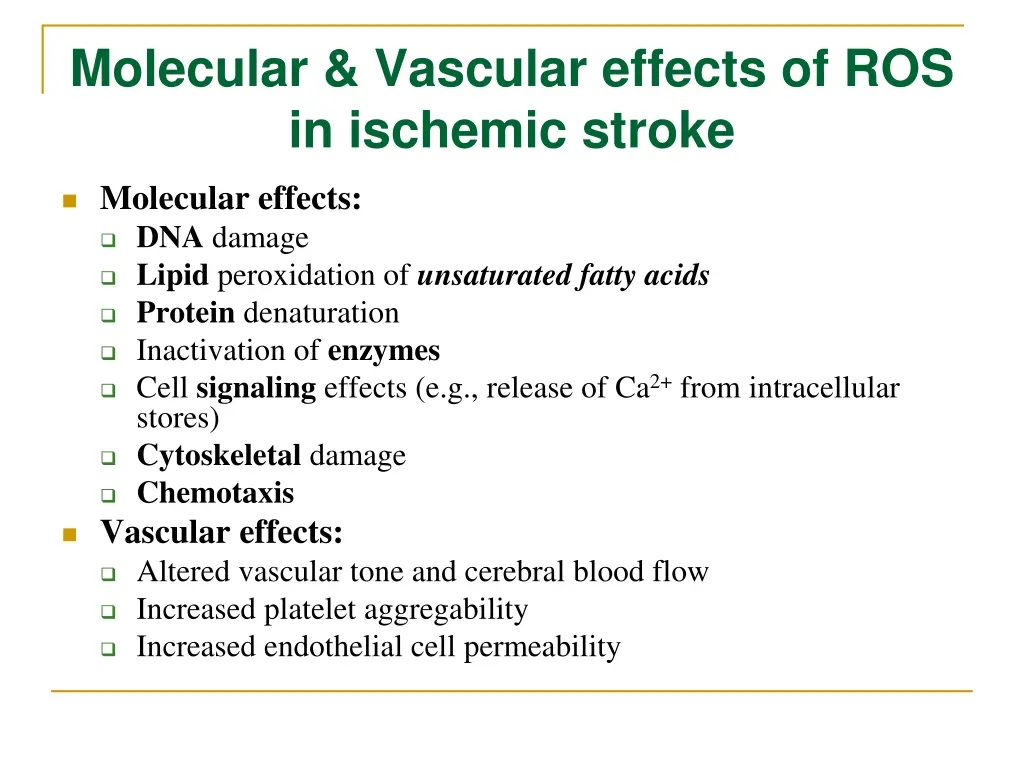 molecular vascular effects of ros in ischemic