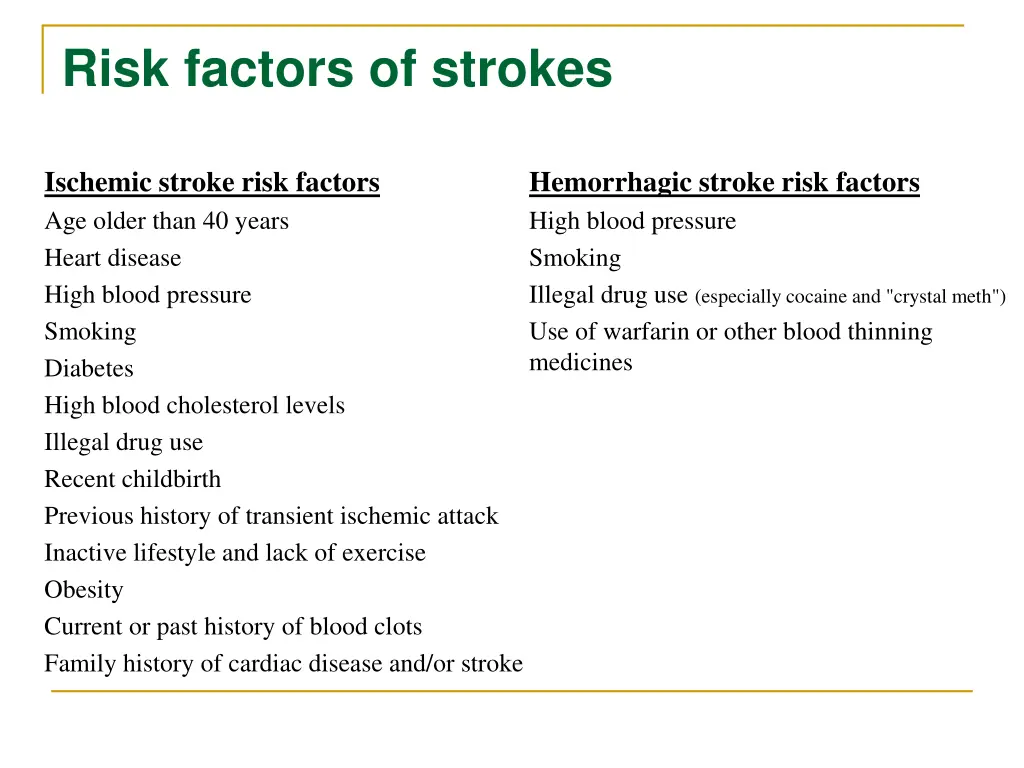 risk factors of strokes 1