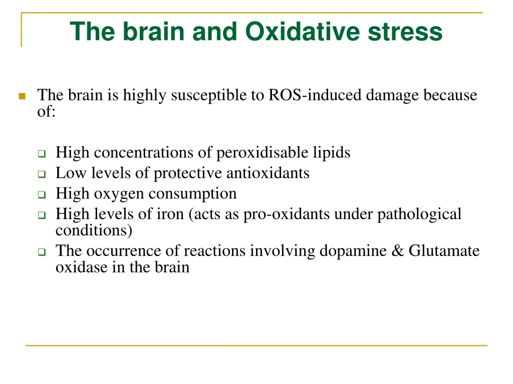 the brain and oxidative stress