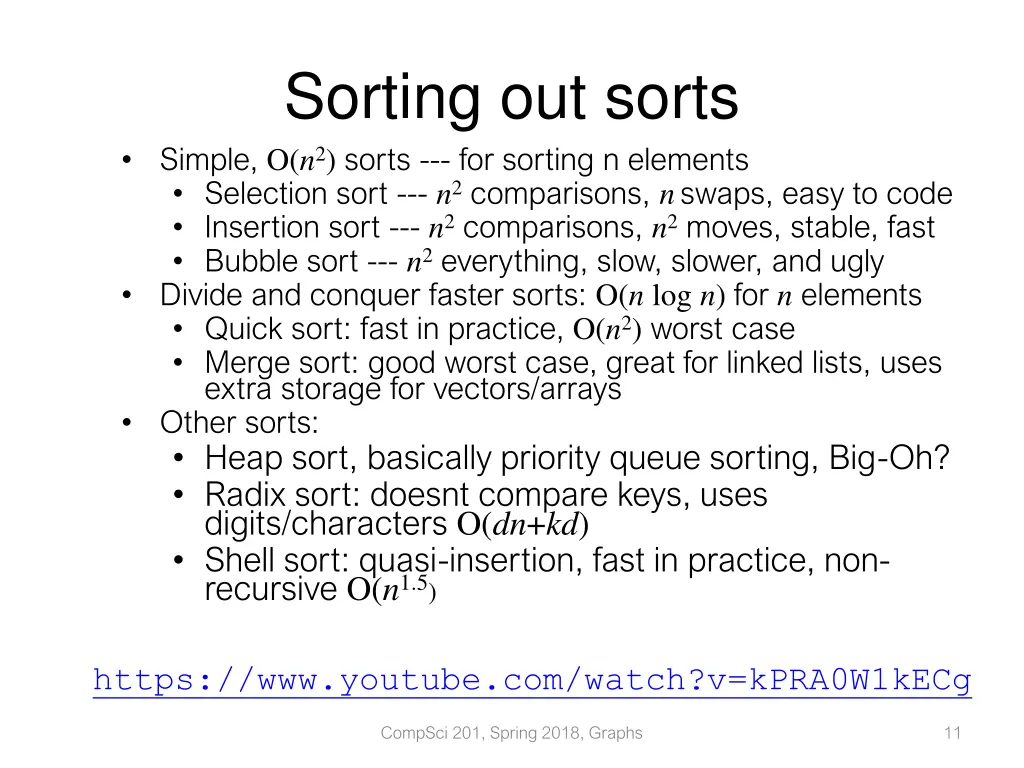 sorting out sorts simple o n 2 sorts for sorting