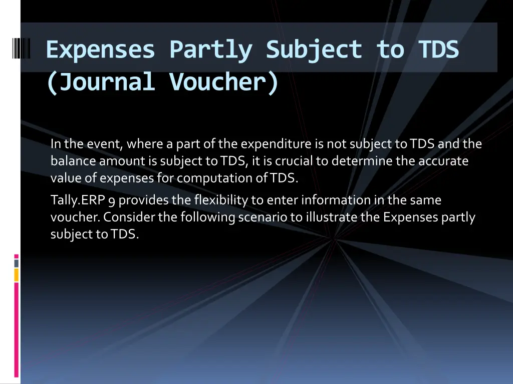 expenses partly subject to tds journal voucher