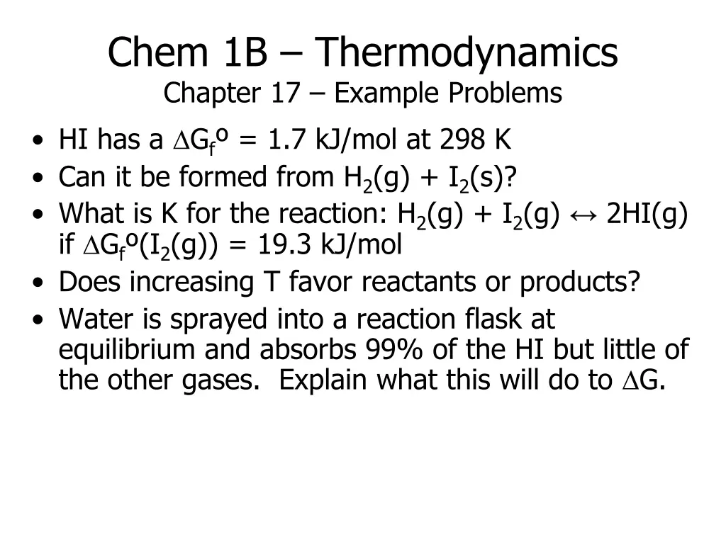 chem 1b thermodynamics chapter 17 example 2
